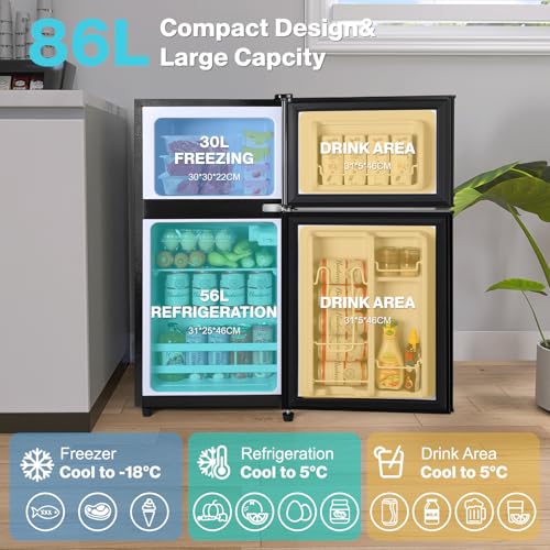 Double Door Refrigerator with 7 Settings Adjustable Thermostat