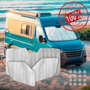 MJS Internal Thermal Windscreen Covers For RENAULT MASTER 3PCS UV-Proof sunshade mat Internal Thermal Blind Set with grey Back