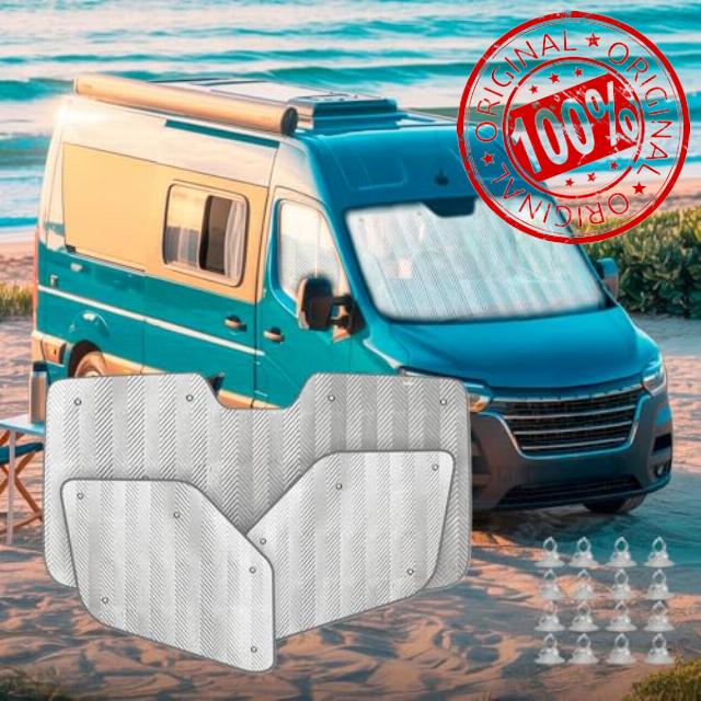 MJS Internal Thermal Windscreen Covers For RENAULT MASTER 3PCS UV-Proof sunshade mat Internal Thermal Blind Set with grey Back