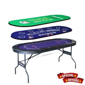 8 Player Folding Poker Table with 2 Interchangeable Game mats