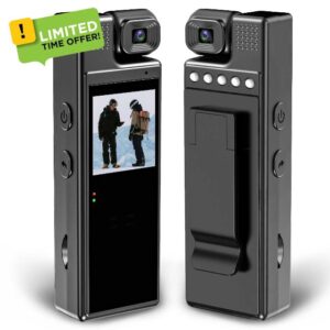 Mini Body Camera 1080P Body Cam with 180° Rotating Lens