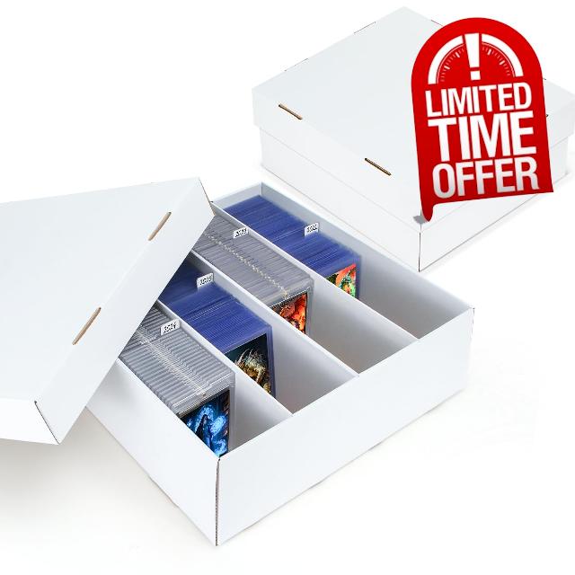 2 Pack Trading Card Storage Box - 4 Rows Divided Cardboard Case