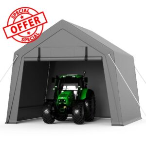 10' x 15' Portable Garage Shed All Season Outdoor Storage Tent Heavy Duty with Roll Up Doors