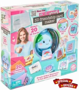 CASVO New 3D Friendship Card Maker Kit for Kids Maker 20 x Created 3D Cards 20 x Mini Envelopes 20 x 3D Blisters 150 x Gems Children's 3D Stickers Machine Children Card Gift Toys for Girls Boys Gif