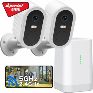 2K Security Camera Wireless 2-Cam Kit Outdoor or Indoor 2.4G & 5G WiFi