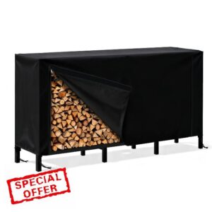 ARIFARO Firewood Log Rack With Waterproof Cover Indoor/Outdoor for Fireplace