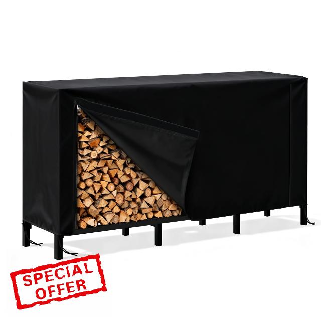 ARIFARO Firewood Log Rack With Waterproof Cover Indoor/Outdoor for Fireplace