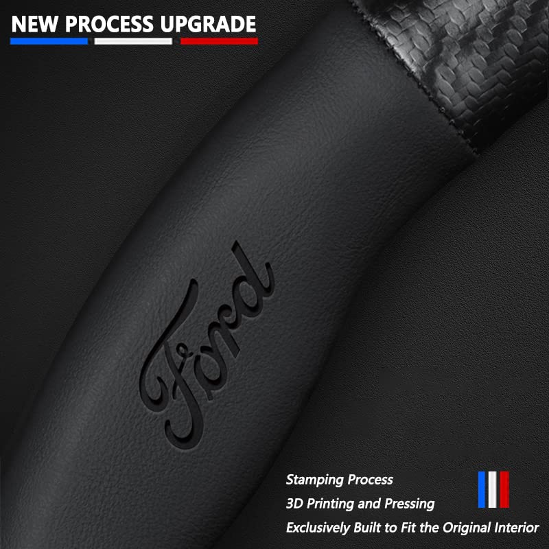 Premium Napa Leather&Carbon Fiber Texture Steering Wheel Cover