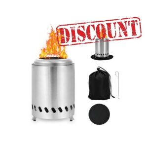 Smokeless Fire Pit WODSTA 14cm x 20cm Table Top Fire Pit with Fireproof Mat Portable Bag and Hook Portable Fire Pit Mini Solo Stove Camping Wood Stove Campervan Essentials for Indoor and Outdoor etc