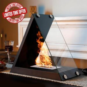 37cm Tall Metal and Glass Fireplace/Firepit for Parties Events Wedding Indoor Outdoo