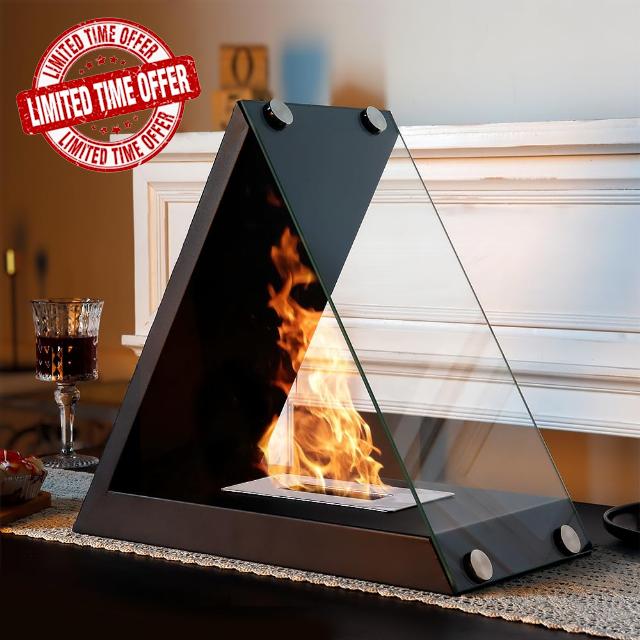 37cm Tall Metal and Glass Fireplace/Firepit for Parties Events Wedding Indoor Outdoo