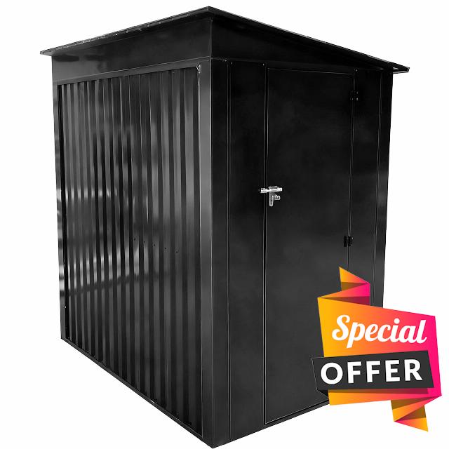 Garden Storage Shed Metal 6 x 4 FT Outdoor Box with Base Vents Lockable Door Sloped Pent Roof for Patio Backyard Bike Tool All Weathe