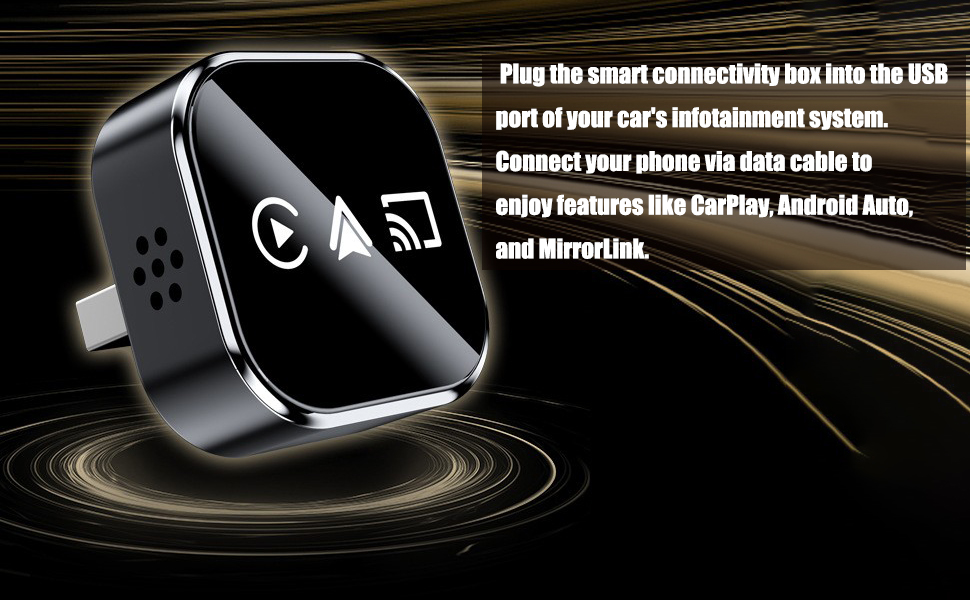 Text reads: 'Sync your phone and compatible with multiple apps'. Smartphone interface showing colorful app icons against cosmic space background with blue lighting effect.