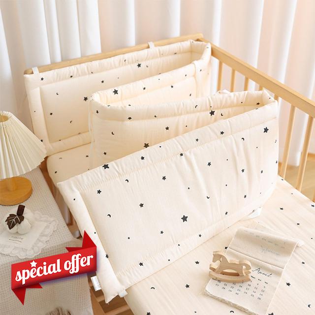 Breathable Cot Bumper and Toddler Bed Guard Set - Soft Padded Side Protectors for Baby Cot Bed