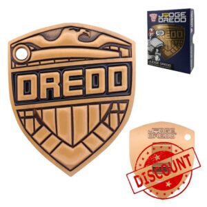 FaNaTtik 2000 AD Judge Dredd Badge Metal Replica – Limited Edition Collectible with Display Stand (5
