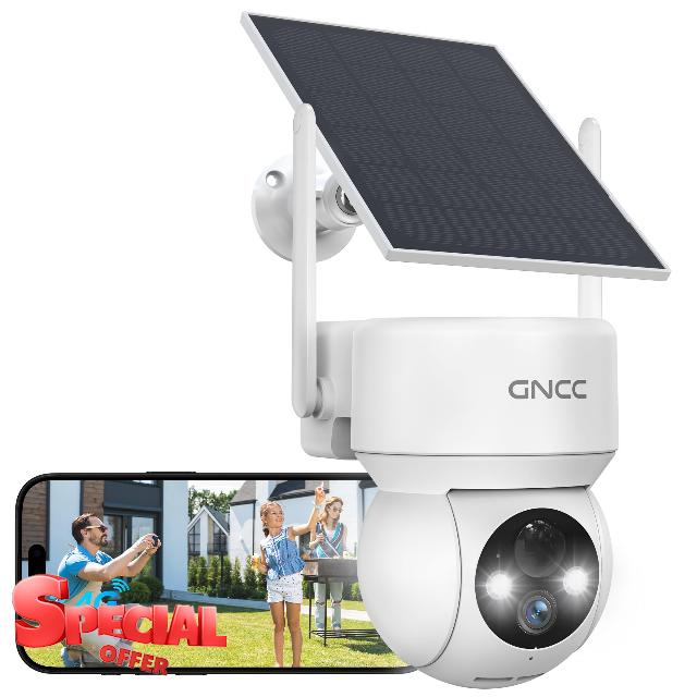 GNCC Solar Security Camera Outdoor Wireless 1080P/2MP CCTV Camera Systems