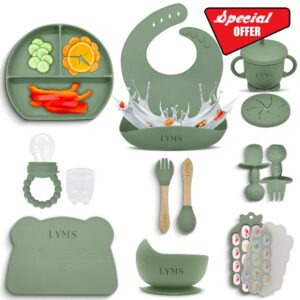 LYMS Baby Weaning Set 14pcs – Silicone Baby Feeding Set with Suction Plate