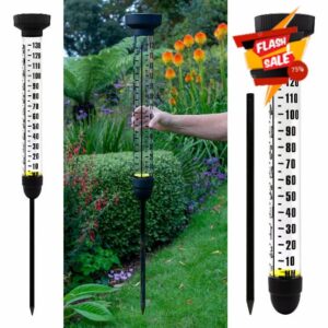 CKB LTD Rain Gauge with Spike For Outdoors - Extra Large Rainfall Measurement Water Meter Dual Scale With Ground Stake for Lawns
