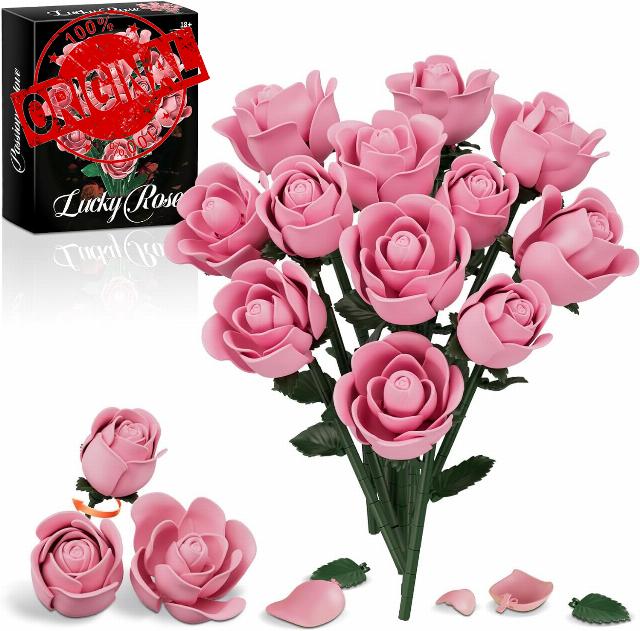 Pink Rose Bouquet Building Set of 12