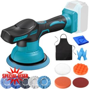 Cordless Car Buffer Polisher Compatible with Makita 18V Battery – 150mm Buffer Polishing Kit with 8 Variable Speed (0-4500RPM)