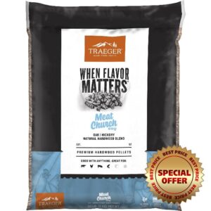Traeger Grills Meat Church Blend 100% All-Natural Wood Pellets for Smokers and Pellet Grills