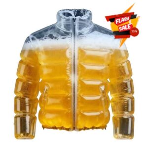 Beer Filled Jacket Funny Transparent Beer Drinking Jacket Novelty Wearable Drink Holder Hilarious Gag Gift for Parties Festivals Carnivals and Pool Events Celebrations Outdoors (Clear)