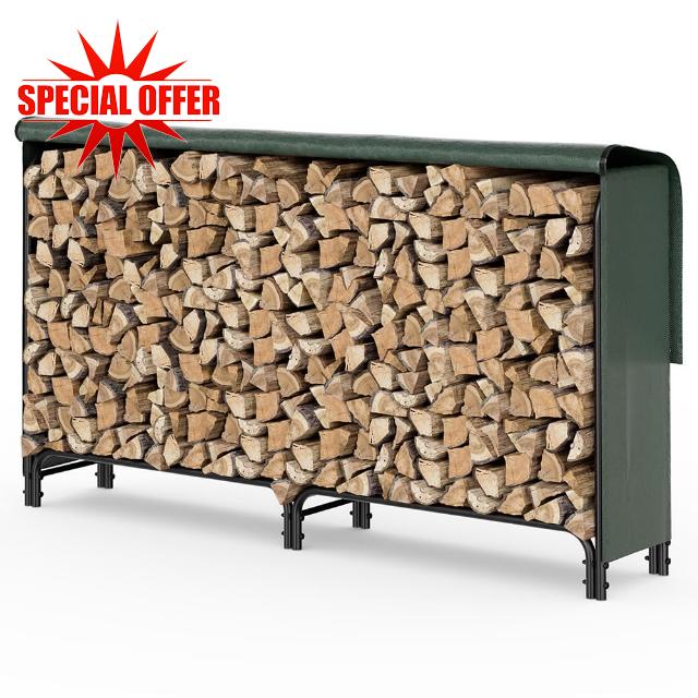 VOUNOT Firewood Log Rack with Waterproof Cover