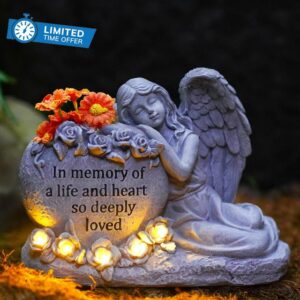 Angel Solar Memorial Garden Ornaments Grave Ornaments - Outdoor Solar-Powered Angel Lanterns for Patio Yard Lawn Home Decor