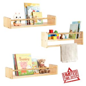 Set of 3 40cm Nursery Shelves Floating Book Shelf for Wall