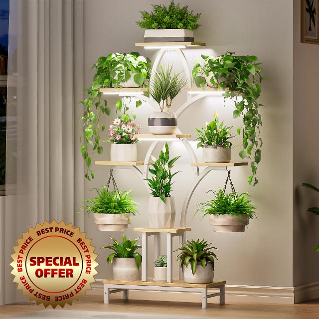 Indoor Plant Stand with Grow Lights