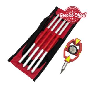 Surveying Prism Pole Mini Prism Pole for Total Station with Extendable Aluminum Pole 25.4mm Diameter Offset 17.5mm GMP111 Prism Surveying Kit (17.5mm)