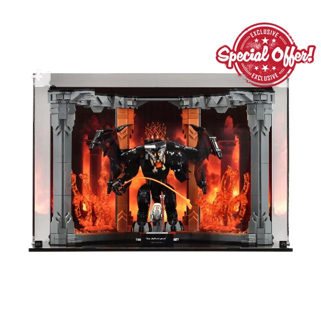 Plexico Display Case Compatible With Lego 10367 The Lord of the Rings: Balrog Book Nook - (Printed 1 Back Panel)