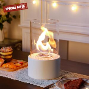 JHY DESIGN White 26.5cm High Metal and Glass Fireplace/Firepi