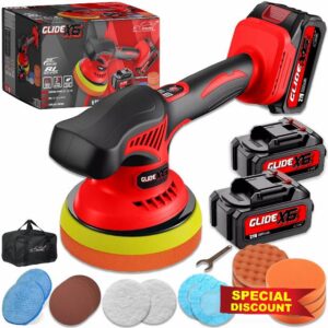 Xtremeauto Glide X6 Cordless Car Polisher – 6-Speed Dual-Action 21 mm Orbit Buffer with 2× 21 V 4.0 Ah Batteries