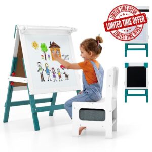 COSTWAY Kids Art Easel and Chair Set
