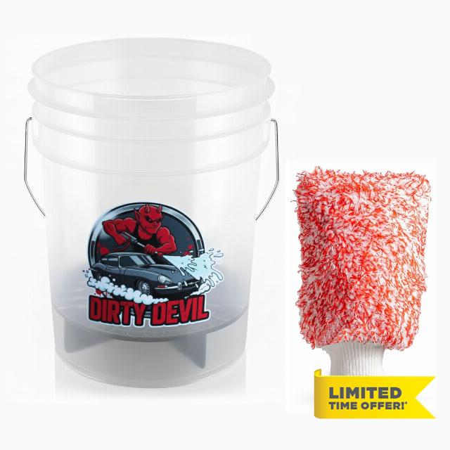 20L/5Gallon Clear Wash Bucket with Dirt Shield + FREE WASH MITT