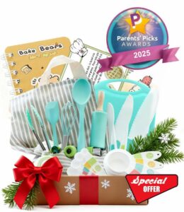 Kids Real Cooking and Baking Kit Gift Set | Montessori Kid-Safe Kitchen Knives