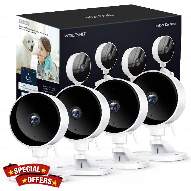 WOLFANG Indoor Security Camera 1080P HD Video-4Pack