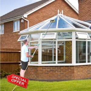 10FT Water Fed Telescopic Window Cleaning Pole Conservatory Roof Cleaner Brush