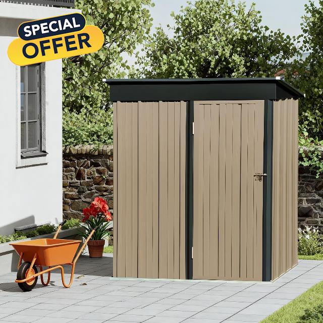 Outdoor Metal Storage Shed with Sloped Roof