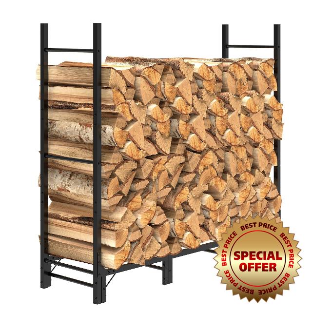 C-Hopetree 122×35×115 cm Outdoor Indoor Firewood Rack