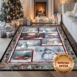 Christmas Area Rugs 60x90cm Snowman Rugs Living Room