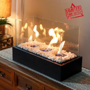 JHY DESIGN Large Tabletop Fire Bowl Pot 45cm Fireplace with for Indoor Outdoor Patio Garden Living Room Yard Party