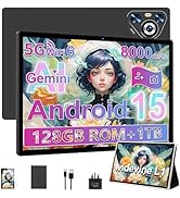 JUSYEA Tablet 10-Inch Android 15, 30GB+128GB ROM/TF 2TB, 8000mAh, Parental Control, 8-Cores, Gemi...