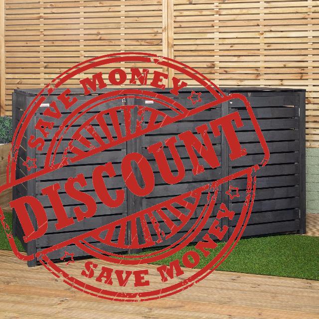 2.15m x 1.16m Large Wooden Outdoor Garden Triple Wheelie Bin Store Storage for 3 Bins (1 Single and 1 Twin) - Garden Bin Storage box