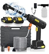 6L/min Cordless Pressure Washer, 18 bar Portable High Power Washer with 2 Batteries, 6 in 1 Nozzl...