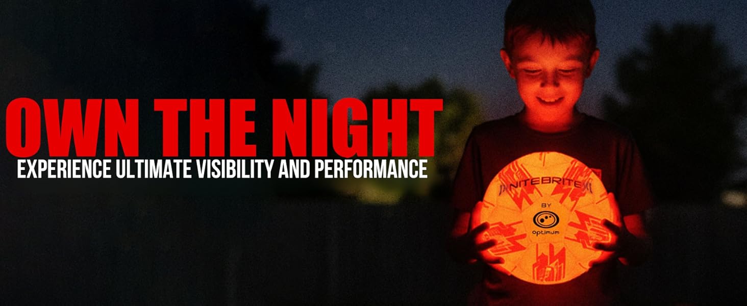 Text reads 'OWN THE NIGHT EXPERIENCE ULTIMATE GAMING AND PERFORMANCE'. Dark promotional banner featuring glowing orange/red lighting effects.
