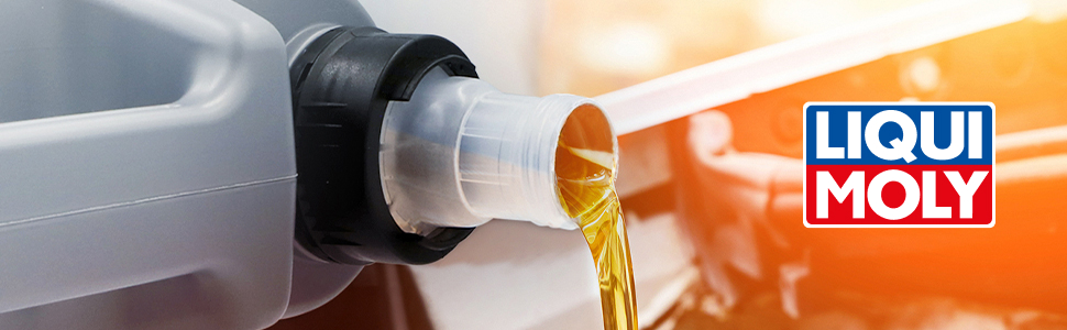 Text reads 'LIQUI MOLY', 'MOLYGEN', '0W-20'. Green plastic motor oil containers shown from different angles, featuring product branding and specifications.