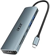 acer USB C Hub HDMI 4K, Aluminum 5-in-1 USB-C Multiport Adapter with 3 x USB-A Ports, 100W Power ...