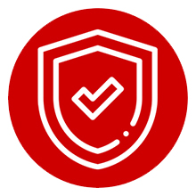 Text reads 'SHAYN' with labeled diagram of chainsaw features including 'Throttle Lock-Out', 'Comfortable Use', 'User Friendly', 'Bumper Spike', 'Tempered Chain', and 'Chain Brake'. Black and red product marketing layout.